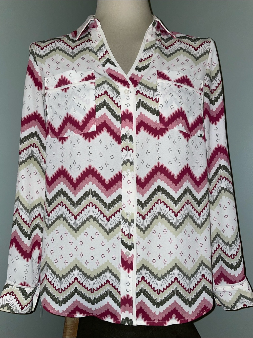 Candie's Y2K Women's M Geometric Long Sleeve Button Down Shirt